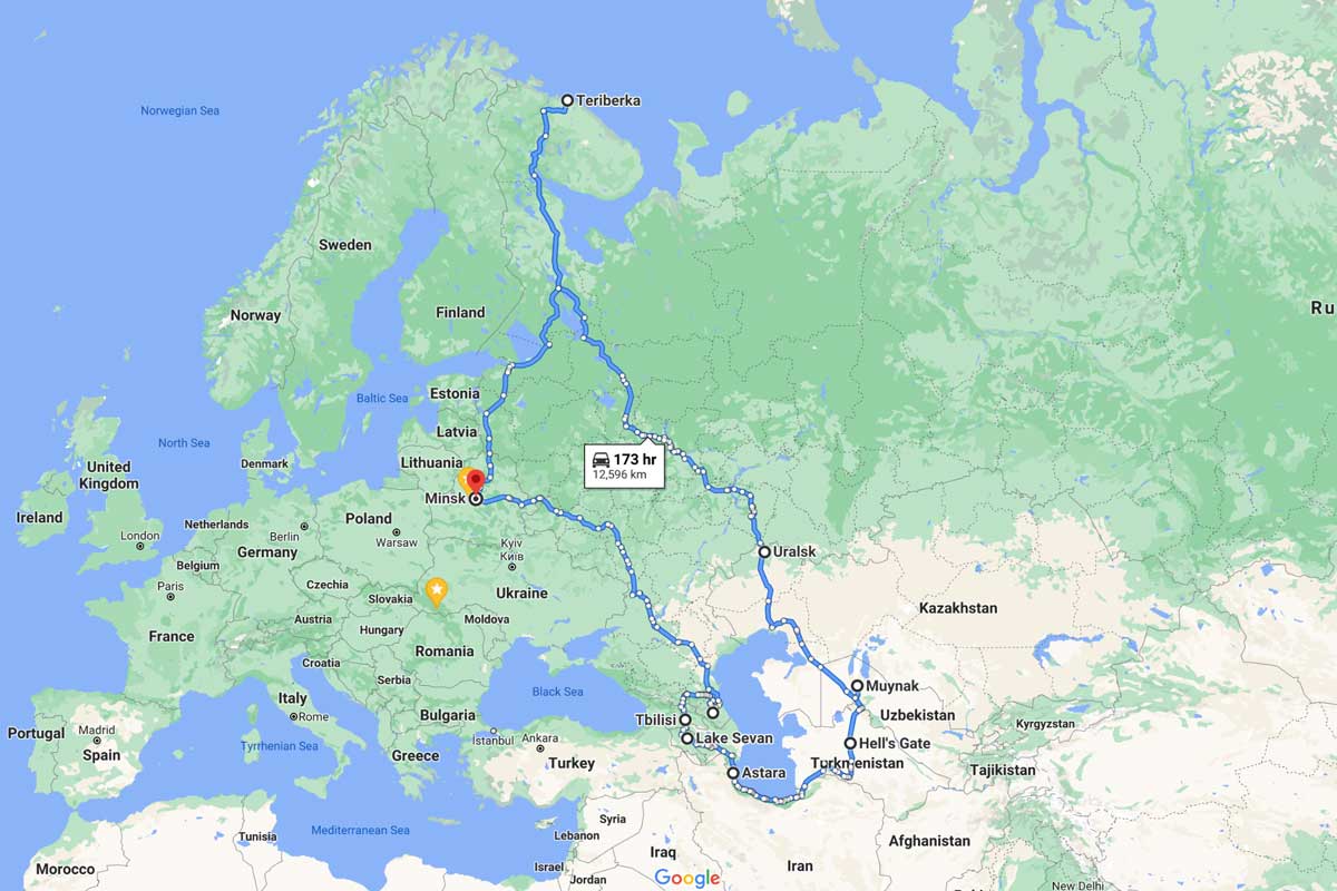 caspain sea ride map